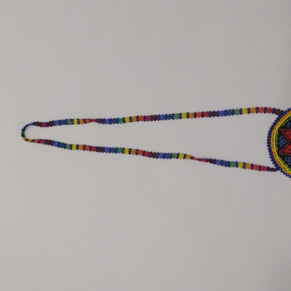 Beaded Pouch Pocket Necklace Colorful Sun - Picture 3 of 8
